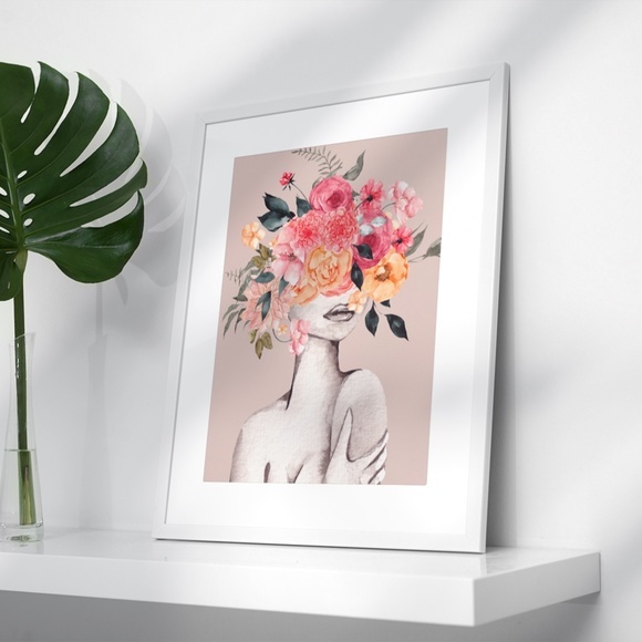 Watercolor Floral Woman Portrait Wall Art Illustration Print Poster Unframed - Picture 5 of 7
